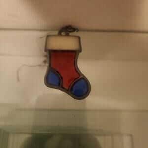 Vintage Stained Glass Stocking Ornament